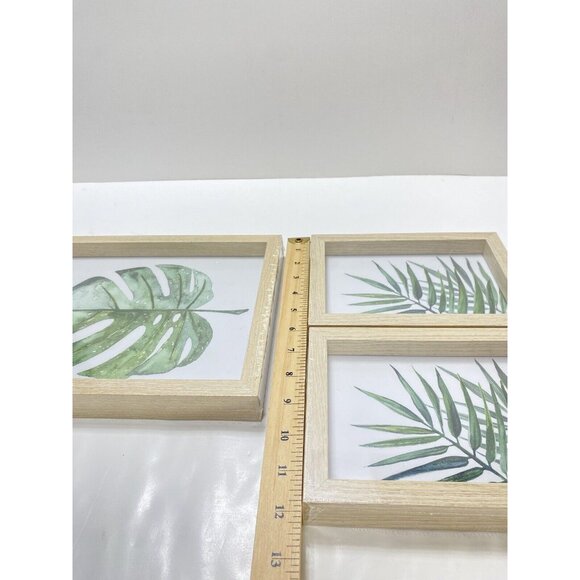 Sealed Set of 3 Leaves Botanical Leaf Minimalist Photo Wooden Frames Art New - Picture 11 of 11